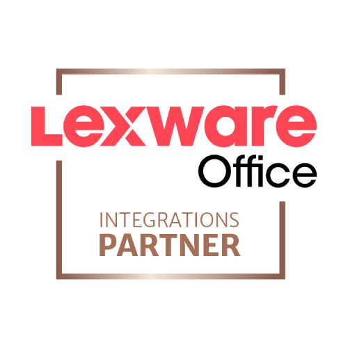Logo Wortmarke mit der Aufschrift "Lexware Office Integrations Partner".